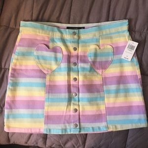 Black Heart Pastel Button Skirt